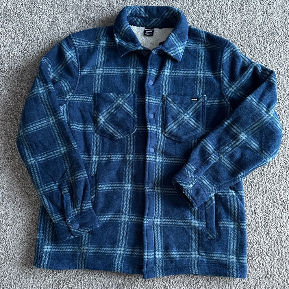 NWT Hurley Blue Lightweight Sherpa Lined Fleece‎ Jacket Size M